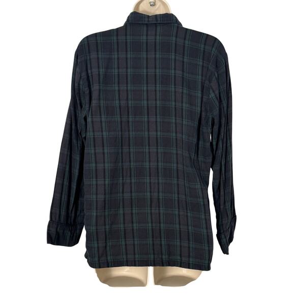 J. Crew Flannel Long-Sleeve Pajama Top Black Watch Tartan Size XS - Picture 3 of 6
